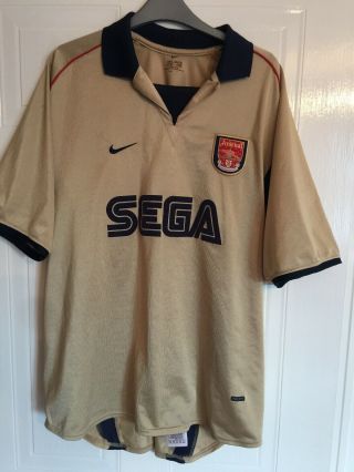 Arsenal 2001 2002 Away Shirt Rare Gold Sega Classic (xl)