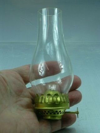 Antique Brass P&a Hornet Oil Lamp Burner & Chimney Nos