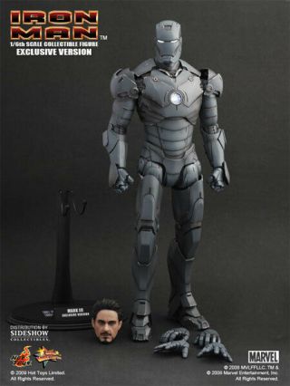 2009 Hot Toys Iron Man Mark Iii Gunmetal Grey Silly Thing Edition (sdcc) Mms101