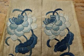 ANTIQUE CHINESE EMBROIDERY SILK SLEEVES / PANELS - FLOWERS 3