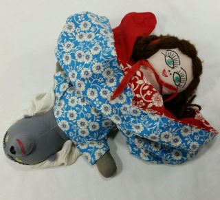 Topsy Turvy Little Red Riding Hood Doll Grandma Wolf Handmade 3 In 1 Vintage Rag