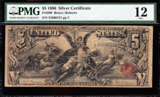 RARE 1896 $5 EDUCATIONAL Silver Cert PMG 12 24366151 2