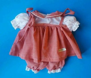 Vintage Cabbage Patch Doll Red/white Check Shoulder Tie Dress Panties Clothes