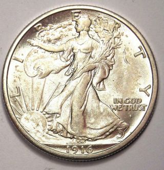 1916 - S Walking Liberty Half Dollar 50c - Choice Bu Unc Details (ms) - Rare Coin
