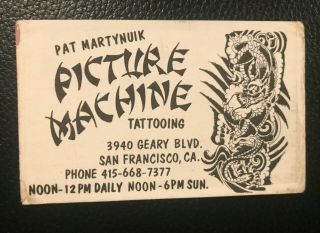 Picture Machine Tattoo Business Card Rare Pat Martynuik Old Flash