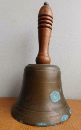 Huge Antique Handbell School Bell Turned Handle 1900s