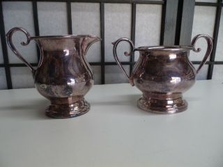 Vintage The Sheffield Silver Co Made in the USA Silverplate Creamer & Sugar Bowl 3