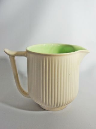 Antique Art Deco Clarice Cliff Green Ribbed Large Jug R Y Goodden Newport