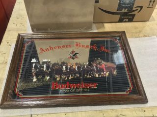 Budweiser Clydesdales Picture Mirror in Frame Rare 2