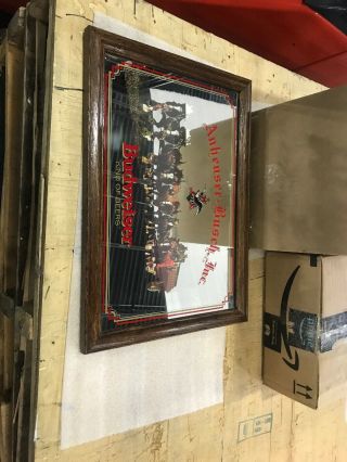 Budweiser Clydesdales Picture Mirror in Frame Rare 3