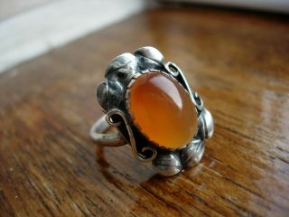 Very Rare Fine Silver Agate Arts & Crafts Ring Charles And Gladys Mumford