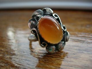 VERY RARE FINE SILVER AGATE ARTS & CRAFTS RING CHARLES AND GLADYS MUMFORD 3