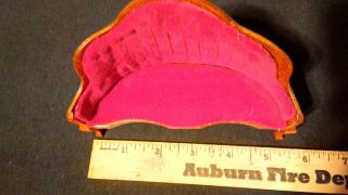 Vintage miniature dollhouse furniture Red Antique Couch Sofa half round living 3