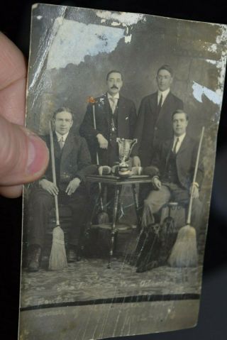 Antique Curling Award Winning Rink Postcard Sports 1912