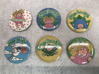 Vintage Cpk Cabbage Patch Set Of 6 Pins - Badges.  2 1/4 " Round Cpk Pins