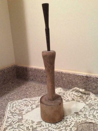 Make - Do Wrought Iron Candle Holder With Old Wood Base