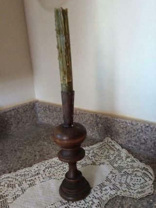 Make - Do Wrought Iron Candle Holder With Old Wood Base & Candle