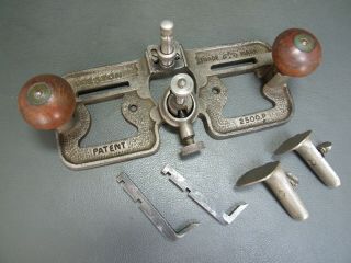 Rare Vintage Router Plane No 2500p Old Tool Complete With 2 Cutters By Preston