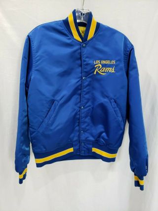 Rare Vintage 80s 90s Starter Nfl Los Angeles Rams Satin Bomber Jacket Mens S Euc