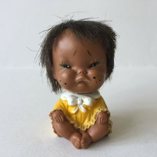 Vintage Collectible Rubber Toy Moody Cutie Doll Angry Baby Made In Japan