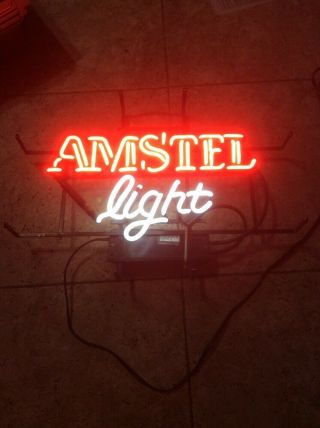 Vintage Amstel Light 1996 Neon Beer Sign Bar Pub Man Cave 25 " X 18 " Rare