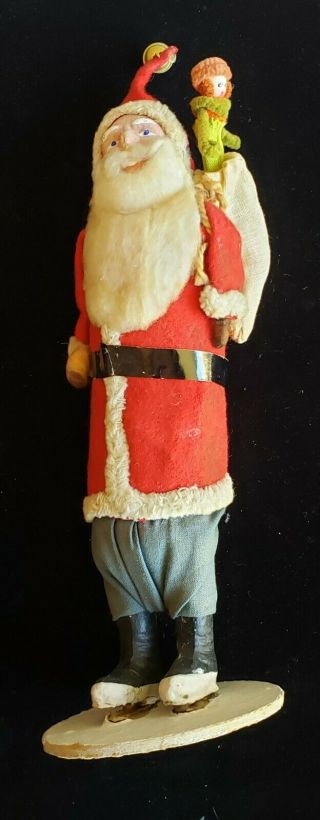 6 Inch Father Christmas,  Santa Claus Figure,  Antique Figure With Filled Sack