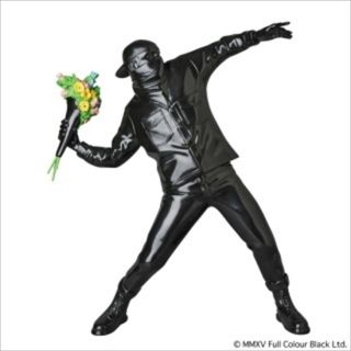 Medicom Toy Sync.  Banksy Brandalism Flower Bomber Black Ver.  Statue Kaws 2019