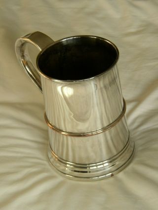 Antique Vintage (19th C?) Tankard - Silver Plate on Copper - Large - 1.  5 Pints 3