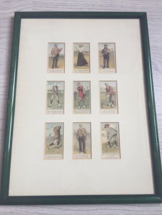 Antique Vintage Novelty Golf Print Framed Picture Under Glass