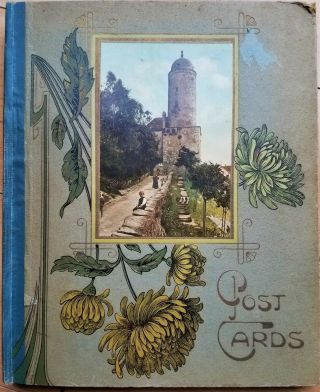 Art Nouveau Post Card Album/antique Vacation Souvenir Picture Holder