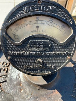 Antique 1890s Weston Voltmeter Steampunk Gage Newark Nj 0 - 120 Volts