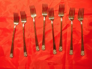 8 Wm Rogers & Son Is Silverplate Flatware April Pattern Long Dinner Forks