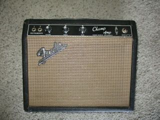 1965 Rare Fender Champ Pre - Cbs Amplifier In
