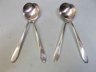 4 Gardenia Round Bowl Soup Spoons - Ornate 1941 Rogers Classic - Table Ready