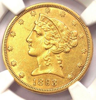 1893 - Cc Liberty Gold Half Eagle $5 Coin - Ngc Au Details - Rare Carson City