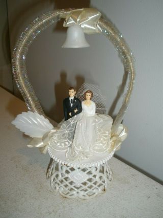 Vintage Bride & Groom Cake Topper Plastic