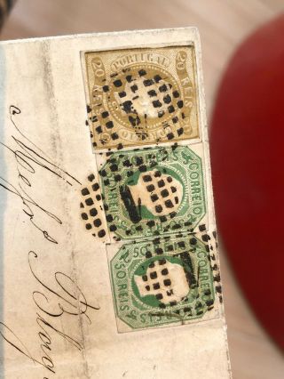 2 Rare 1864 & 1866 Lisbon Portugal Folded Letter Postal Cover To LONDON 3