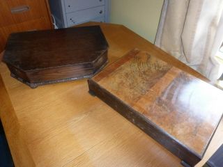 Antique/vintage (x2) Wooden Cutlery/display Boxes.  Solid Oak/walnut Great Look