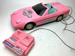 Vintage Barbie Remote Control Pink Corvette 19 " Blue - Box Sports Car -