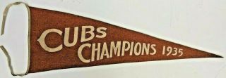 Rare Vintage Chicago Cubs 1935 National League Champions Pennant Red