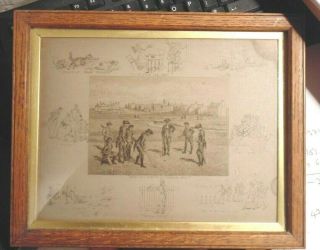 Antique Golf Print R & A St Andrews 1798 With Vignette Cartoons By R.  Picton
