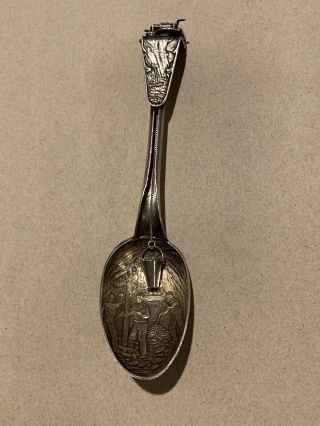 Rare Sterling Silver Souvenir Spoon.  Gold Mining,  Victor,  Colo.