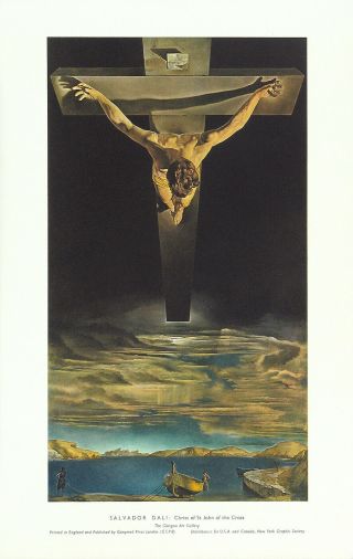 Salvador Dali Vtg 1952 Rare Mid Century Collotype Christ Of St John Of The Cross