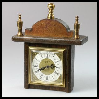 Foreign England Wooden Brass Mantel Desk Table Wall Mechanical Wind Up Clock