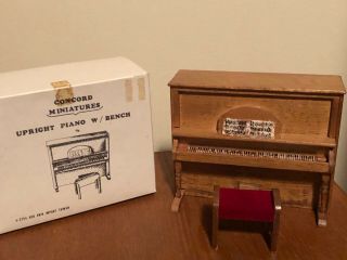 Vintage Wood Concord Upright Piano Dollhouse 1:12 Scale