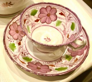 Antique Sunderland? Pink Lustre Ware Tea Set Circa 1820s