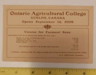 /rare (guelph) " 1909 Opening - Ontario Agricultural College - Guelph University