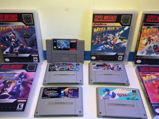 Mega Man X,  X2,  X3,  7,  And Bass - Nintendo Snes - Rare Carts