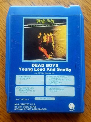 Dead Boys " Young Loud And Snotty " Sire 8 - Track Cassette Classic Punk Rock Rare