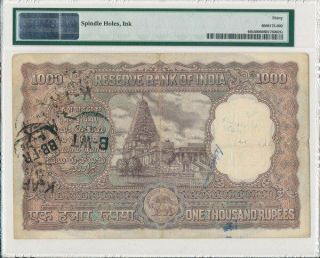Reserve Bank India 1000 Rupees ND (1954 - 57) Calcutta,  Rare type PMG 30 2